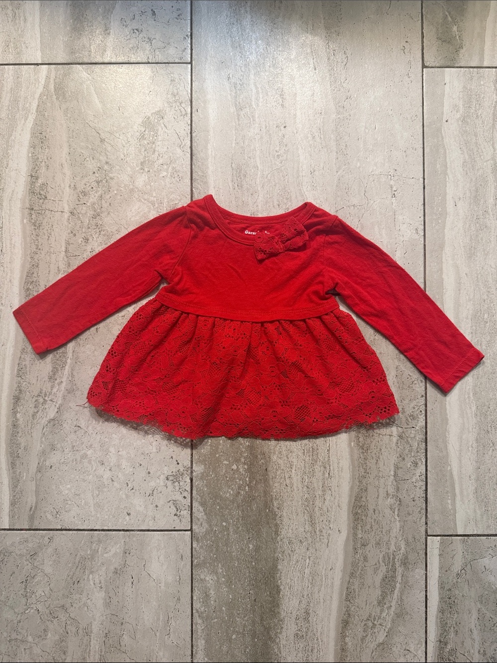 Garanimals Red Long Sleeve Lace Hem Top with Bow
